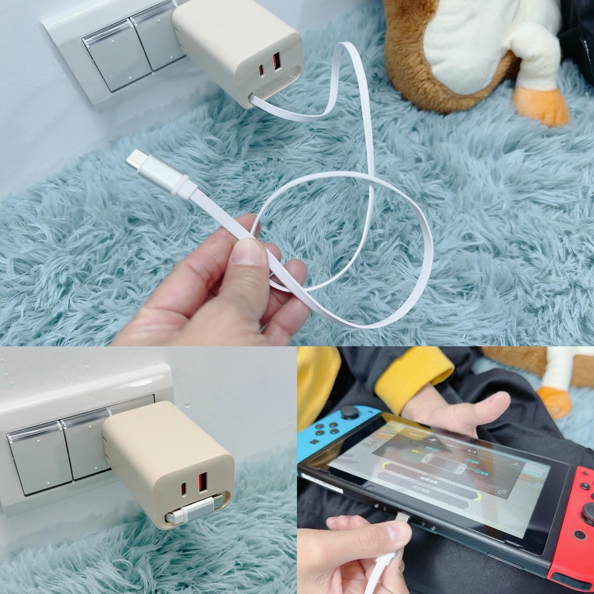 Unipapa 有序收線快充頭 67W 開箱｜自帶伸縮線，一拉即充不纏線，筆電手機一顆搞定！