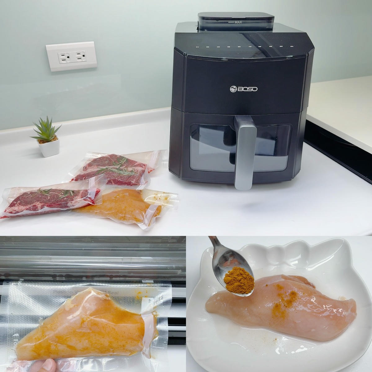 BOSO 舒肥透視蒸氣氣炸鍋 7L 開箱｜120°C 蒸氣微分子＋氣炸雙模式，酥脆爆汁又減脂，一機搞定 1 日 4 餐
